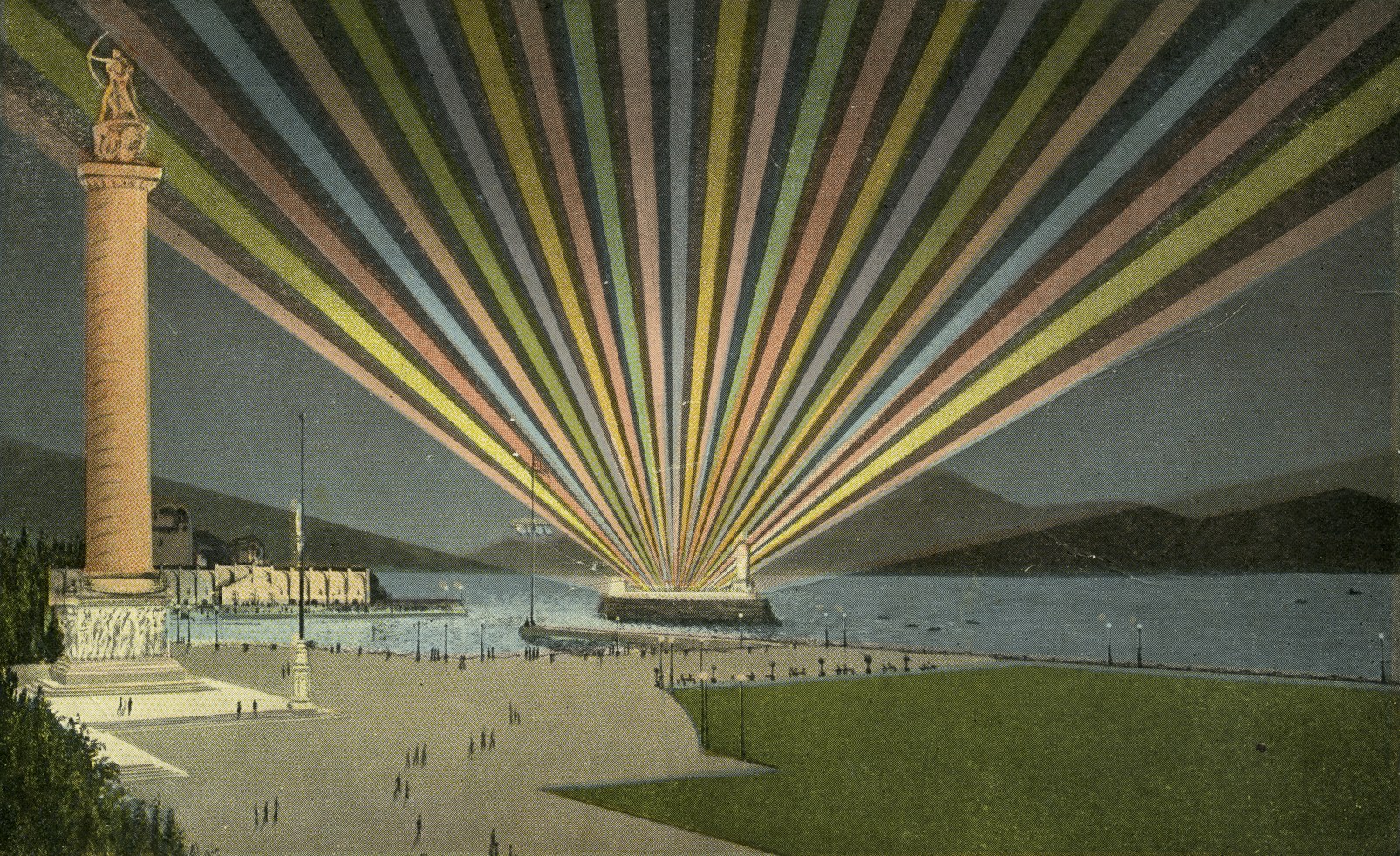 A period postcard of the Scintillator's beams over the fair