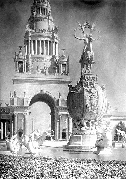 Calder's Fountain of Energy in the South Gardens, with the Tower of Jewels behind