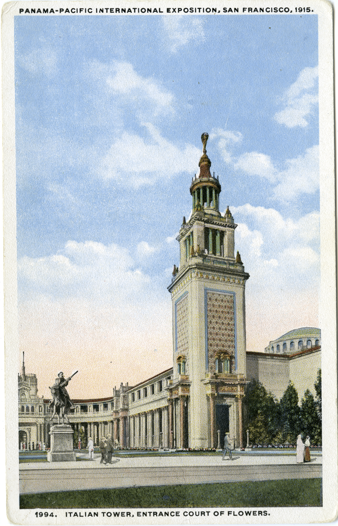 One of Kelham's Italian towers, in a period tinted postcard