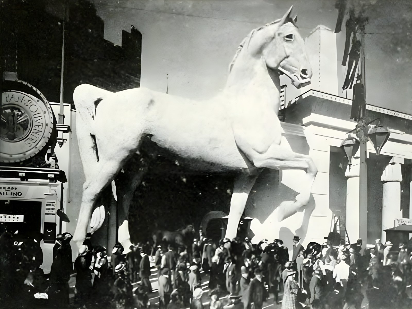 Captain, the educated horse, at his Zone theater