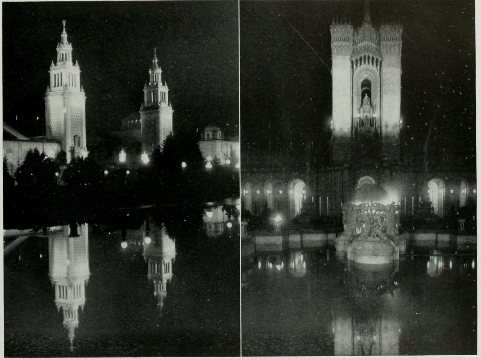 Italian towers illuminated