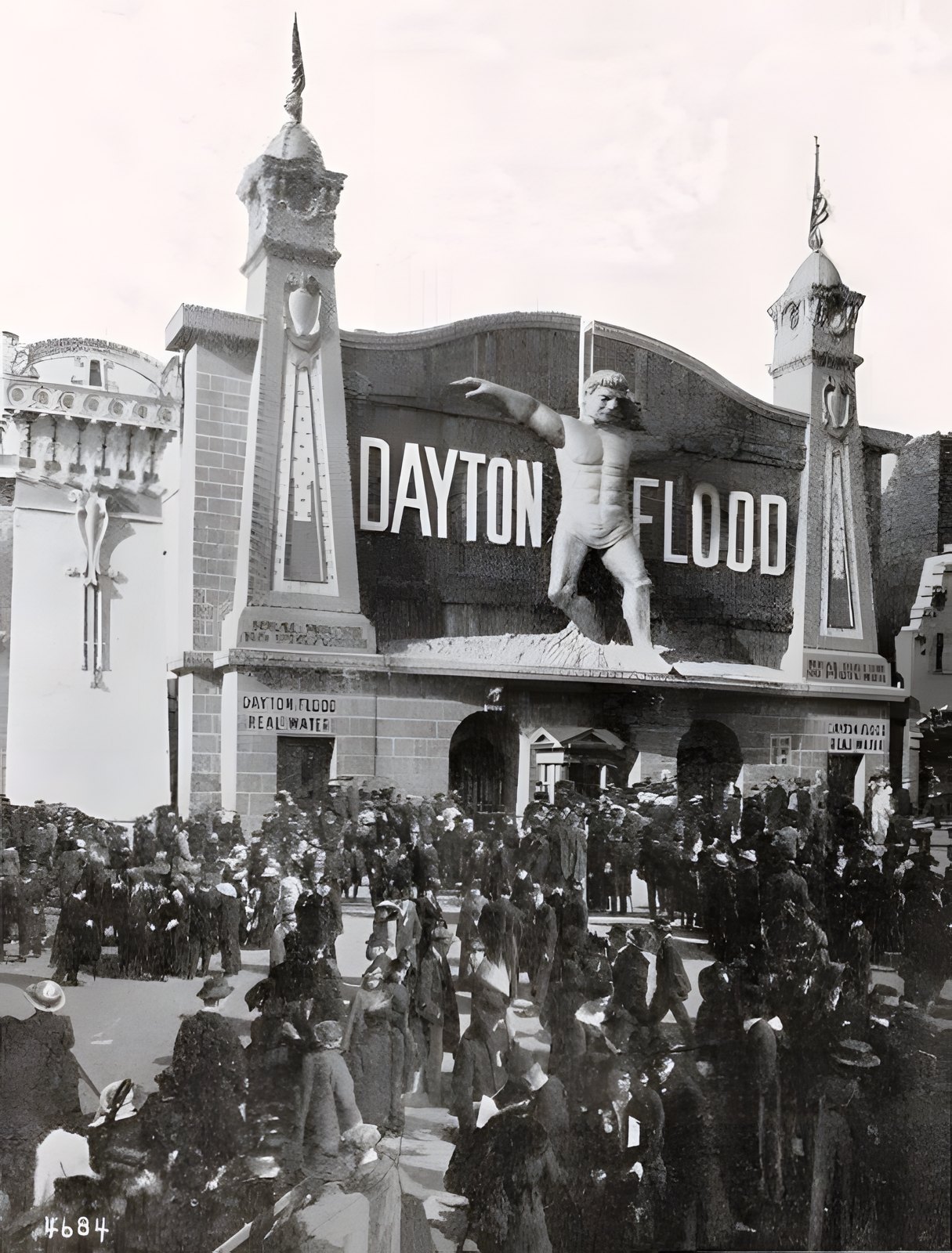 Facade of the Dayton Flood concession with a crowd