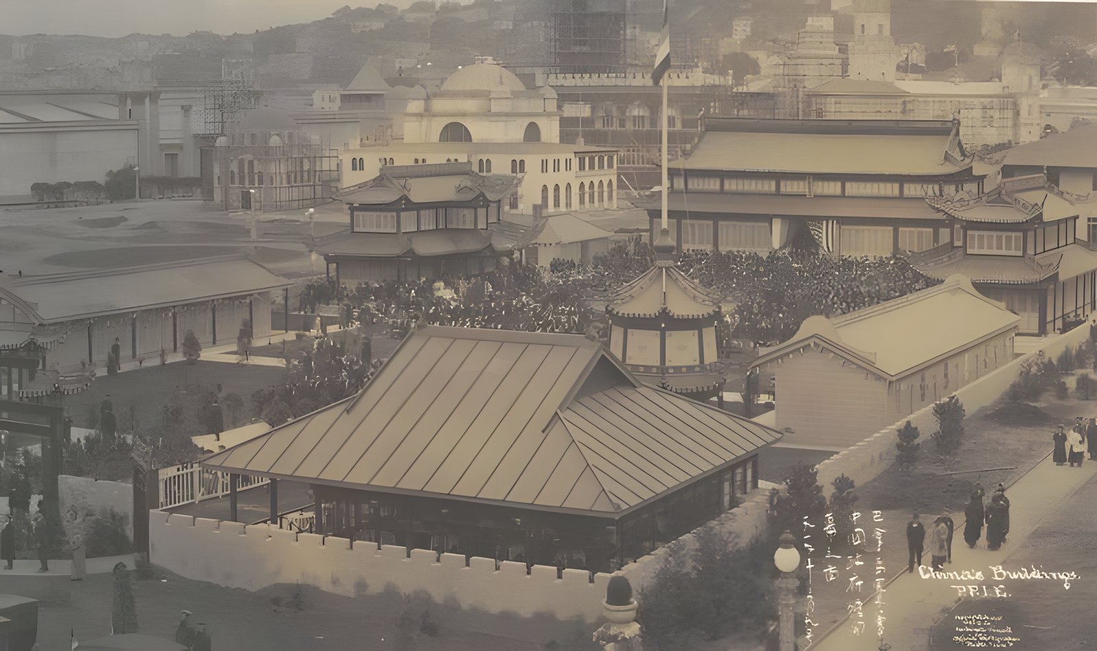 Elevated view of the Chinese Pavilion compound on dedication day