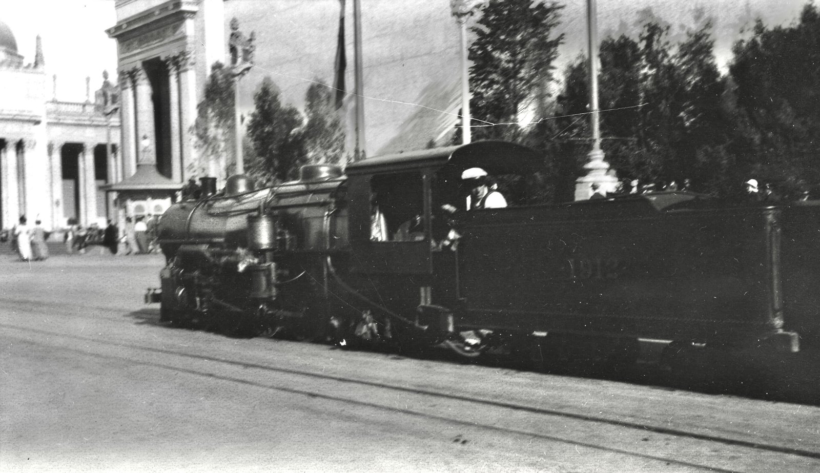 A miniature train at the Exposition, probably the Overfair Railway