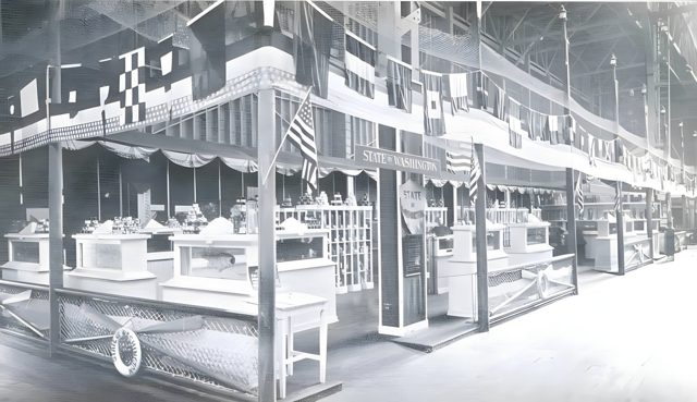 The Washington State fisheries exhibit in the Palace of Food Products