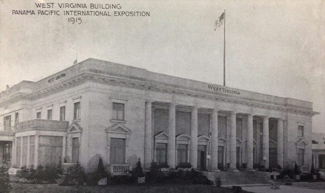 The West Virginia Building on a postcard