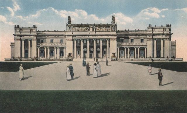 The New York State Building on a postcard