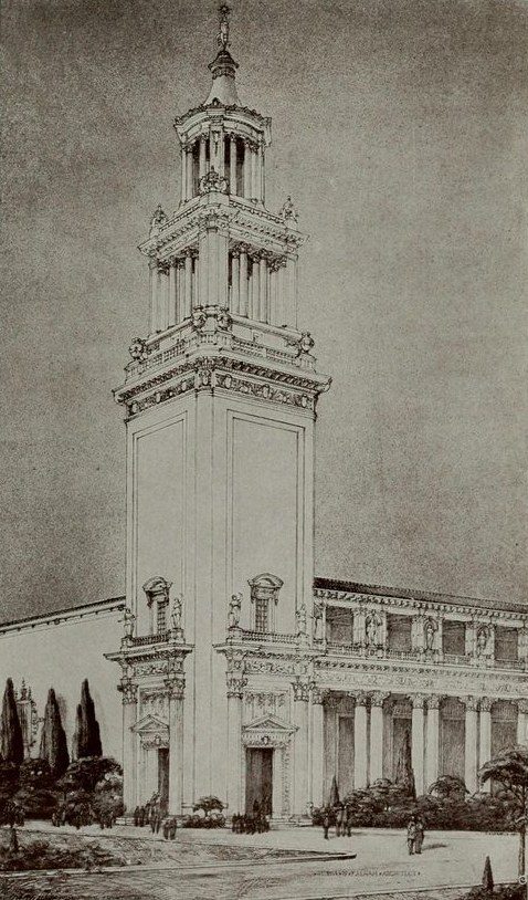The Italian tower entrance to the Court of Flowers