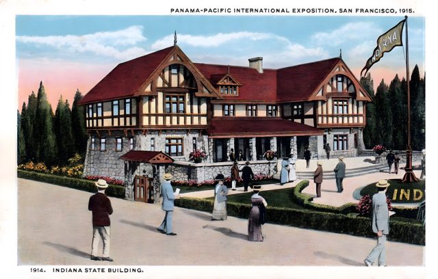 The Indiana Building on a tinted postcard