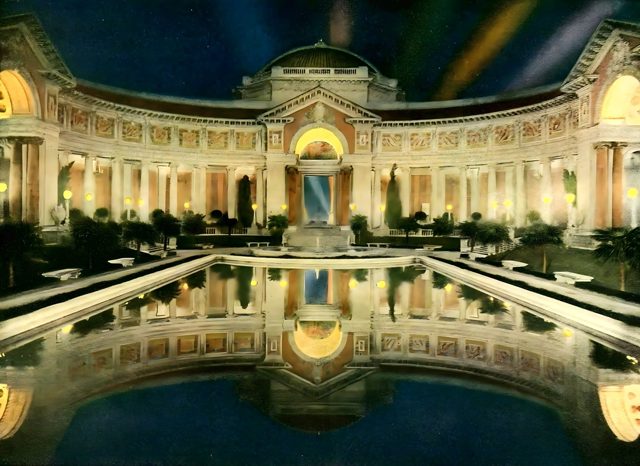 A court at night under the scintillator (color plate)