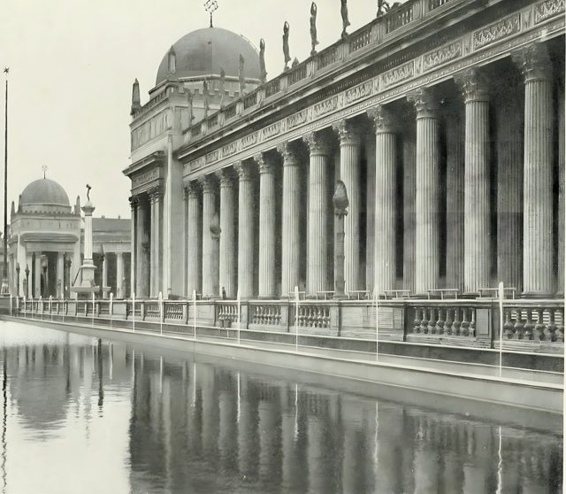 The pool with jets in the Forecourt of Stars, Court of the Universe