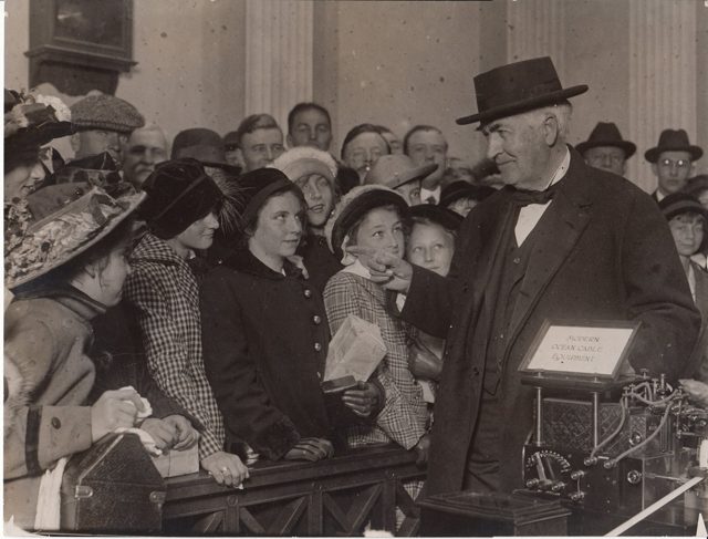 Thomas Edison with a group of children