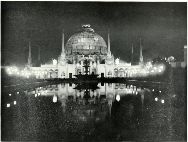The Palace of Horticulture illuminated