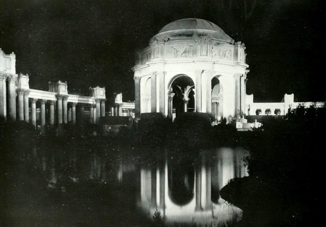 The Rotunda of the Palace of Fine Arts at night
