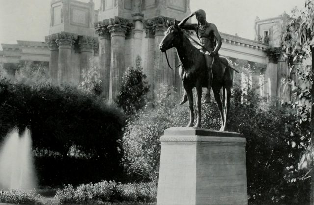 Cyrus E. Dallin's The Scout, with the Palace of Fine Arts behind