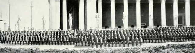 Troops on the Exposition grounds