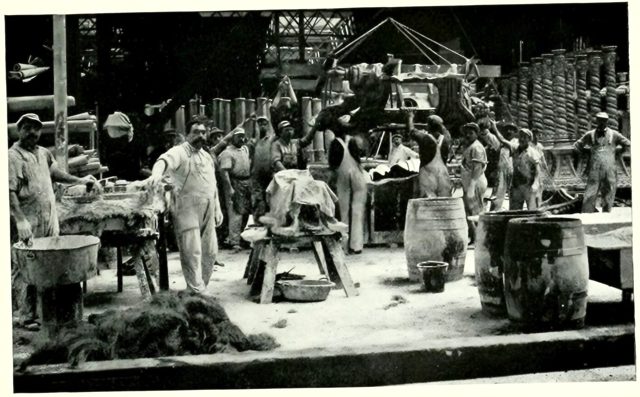 The staff-modeling crew at work