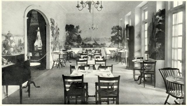 The colonial tea room in the Massachusetts Building