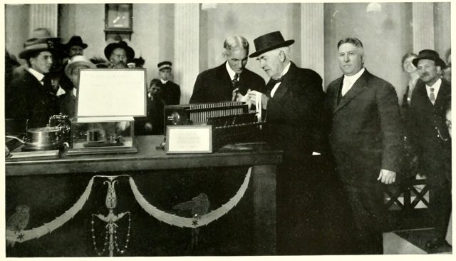 Edison showing Henry Ford the father of perforating recorders