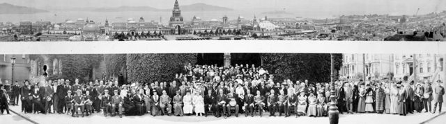 A general view of the Exposition and a group portrait, two panoramas