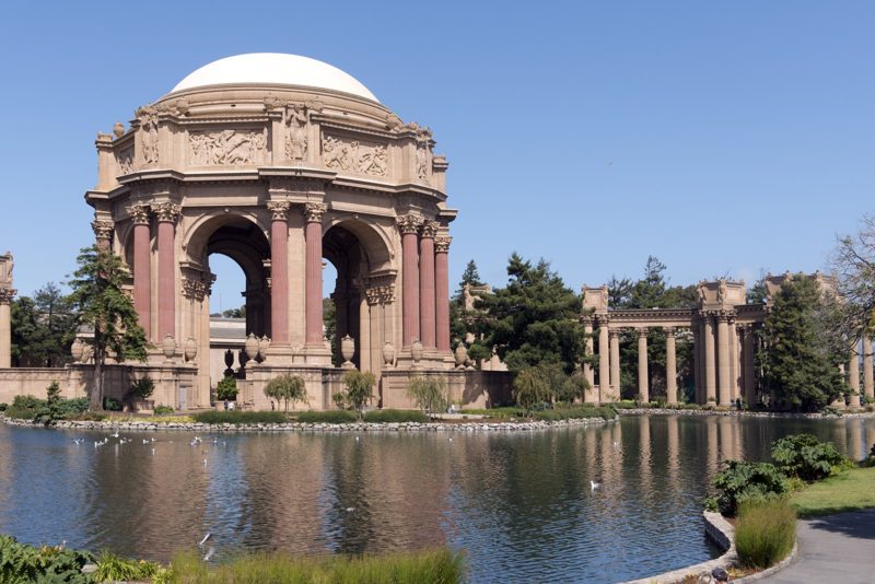 The rotunda and colonnade across the lagoon today