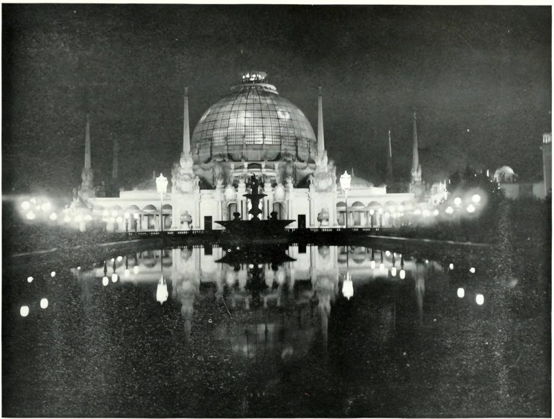 The Palace of Horticulture illuminated