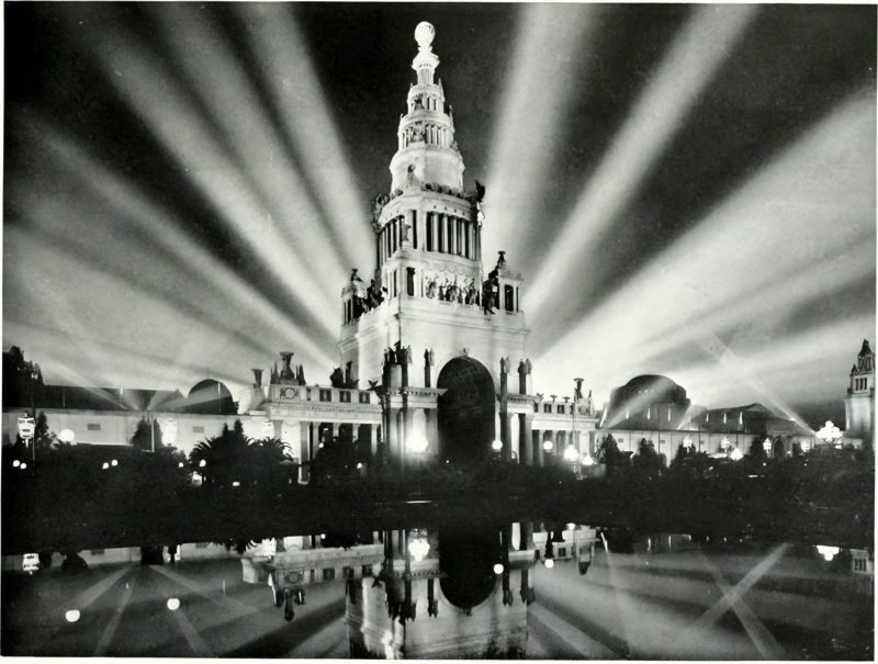 The Tower of Jewels illuminated