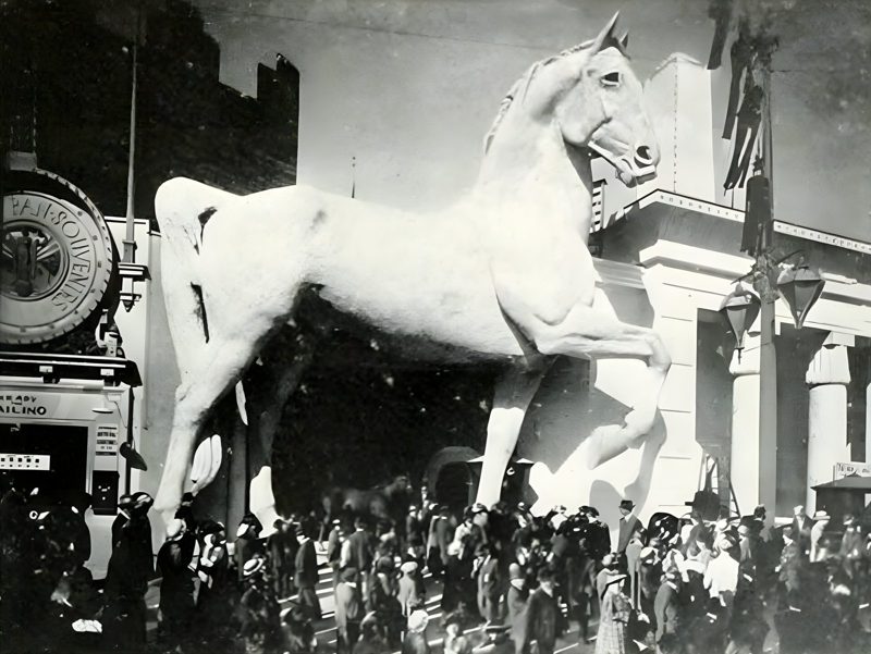 Captain, the educated horse, at his Zone theater