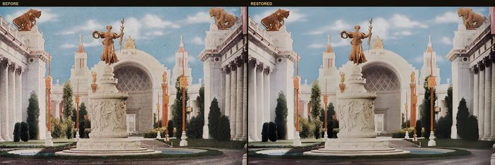 Before and after restoration: the Court of the Four Seasons